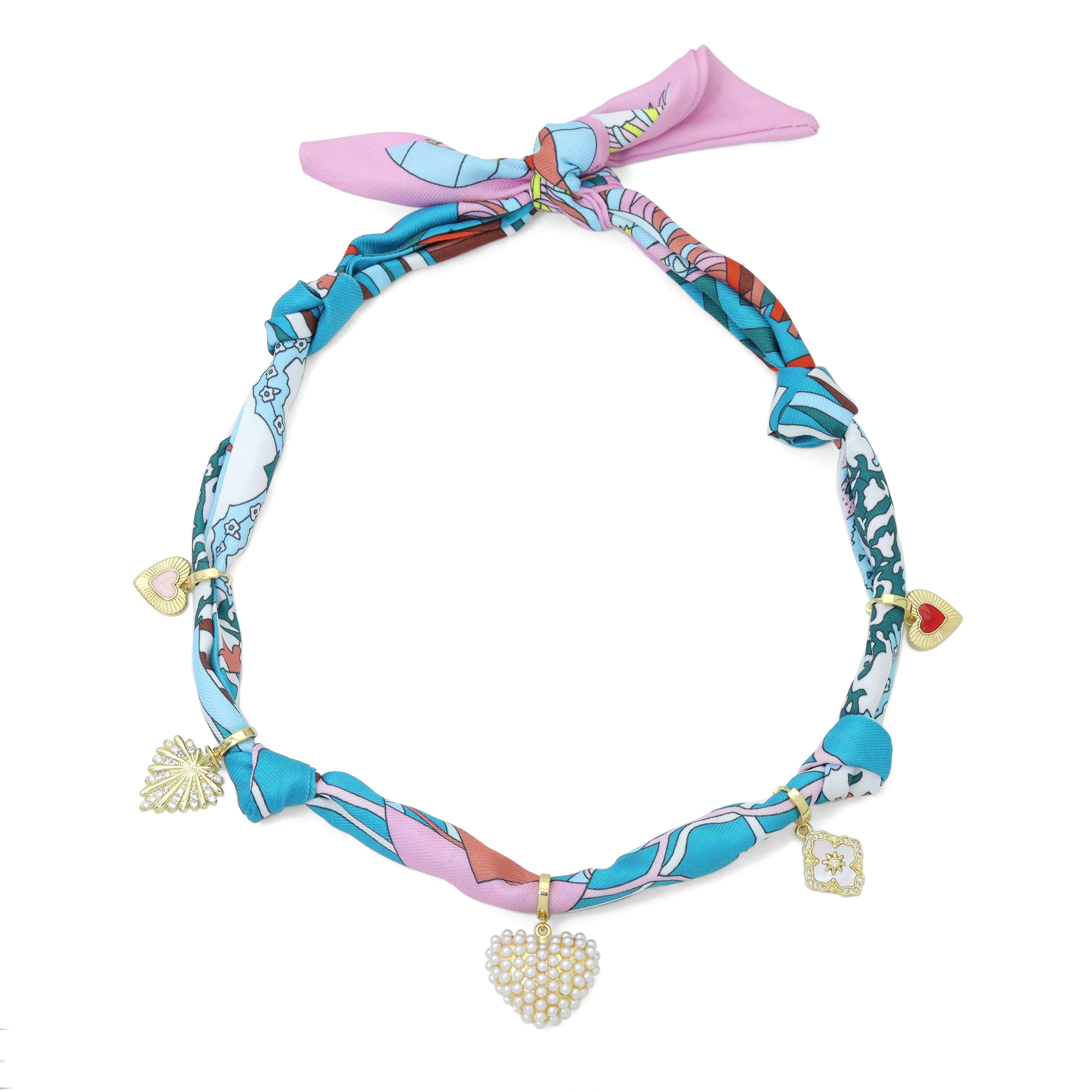 Convertible Scarf Necklace, Adjustable Silk Scarf Statement Necklace, sku#EF806-1