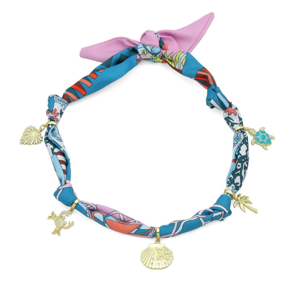 Convertible Scarf Necklace, Adjustable Silk Scarf Statement Necklace, sku#EF806-1