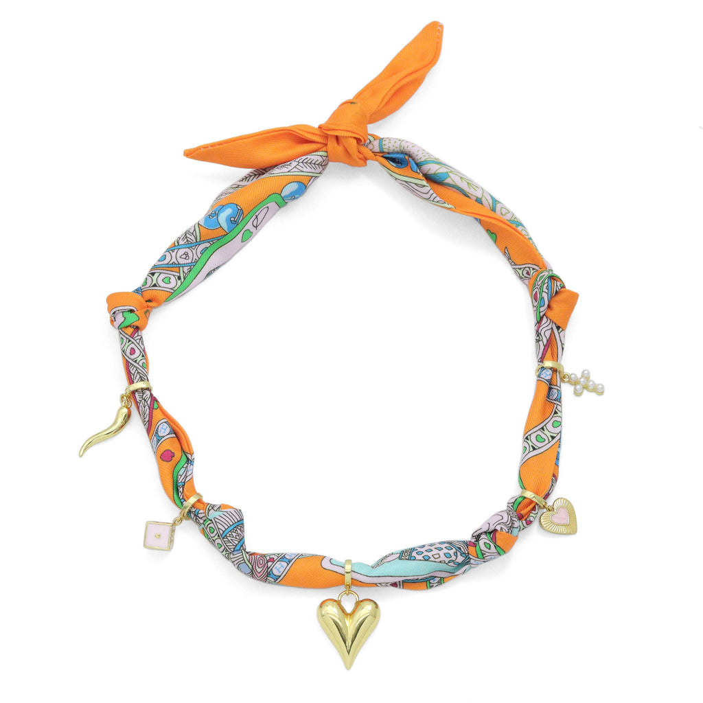 Convertible Scarf Necklace, Adjustable Silk Scarf Statement Necklace, sku#EF806-1