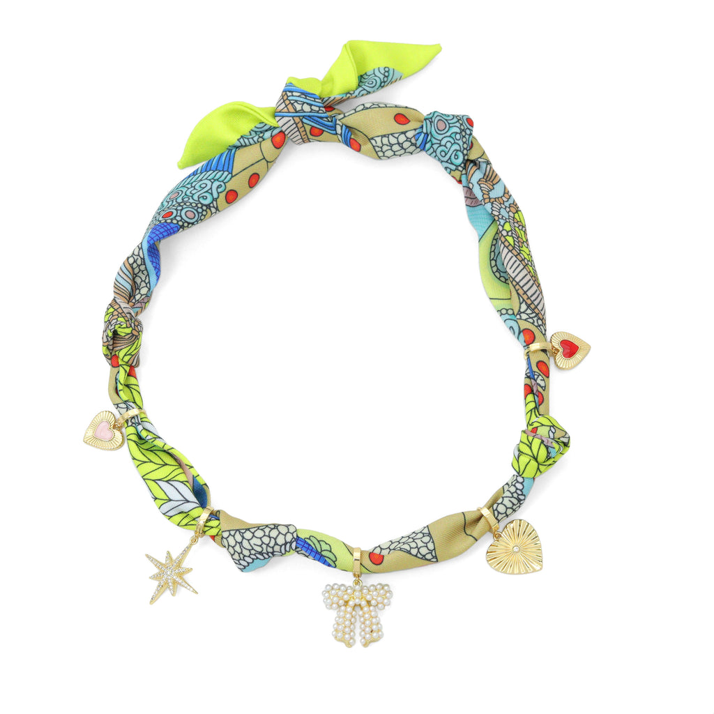 Convertible Scarf Necklace, Adjustable Silk Scarf Statement Necklace, sku#EF808-1