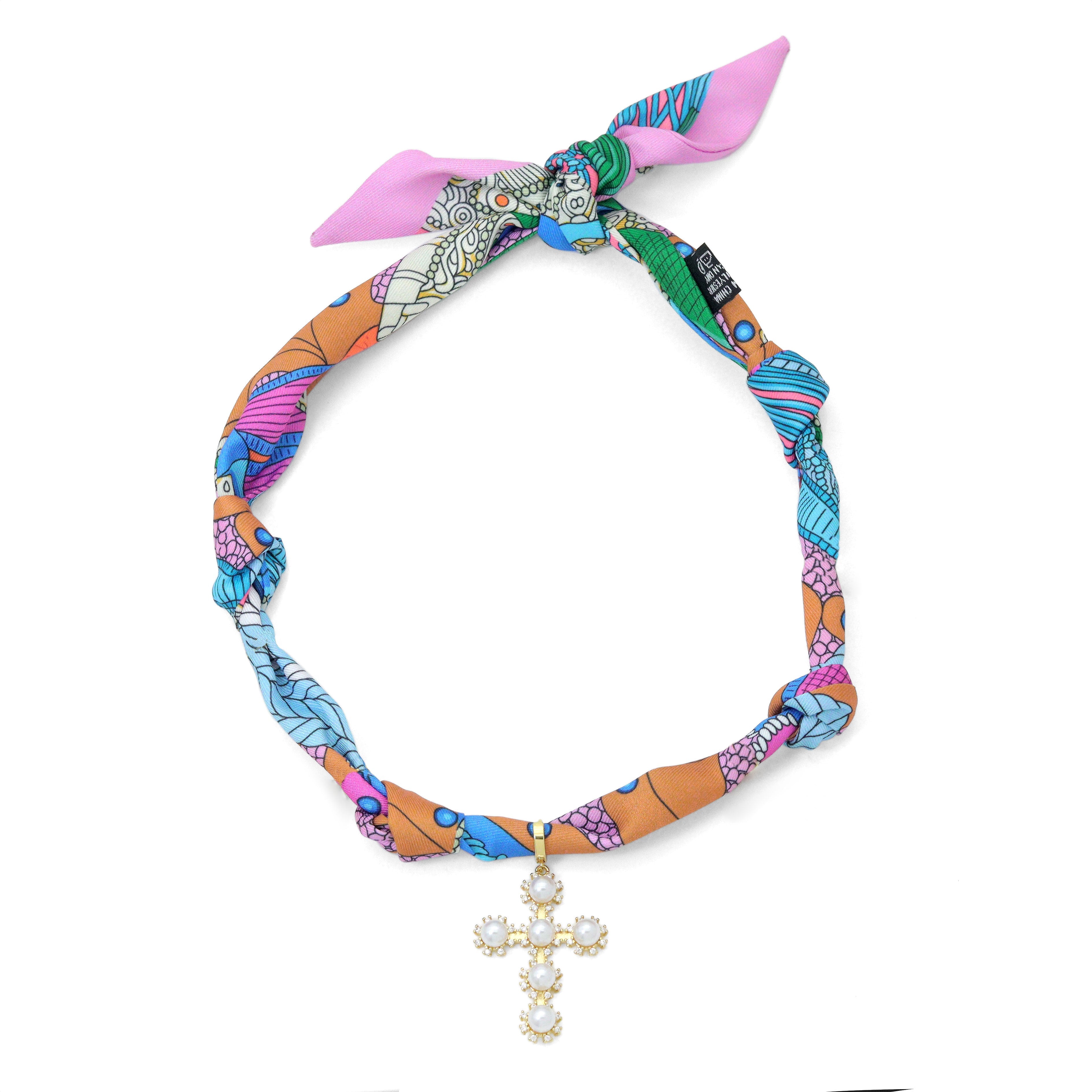 Convertible Scarf Necklace, Adjustable Silk Scarf Statement Necklace, sku#EF808-1