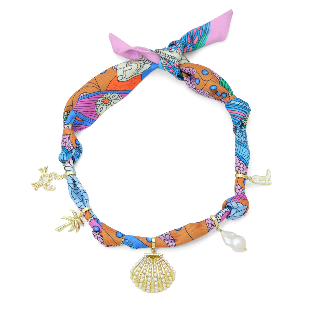 Convertible Scarf Necklace, Adjustable Silk Scarf Statement Necklace, sku#EF808-1