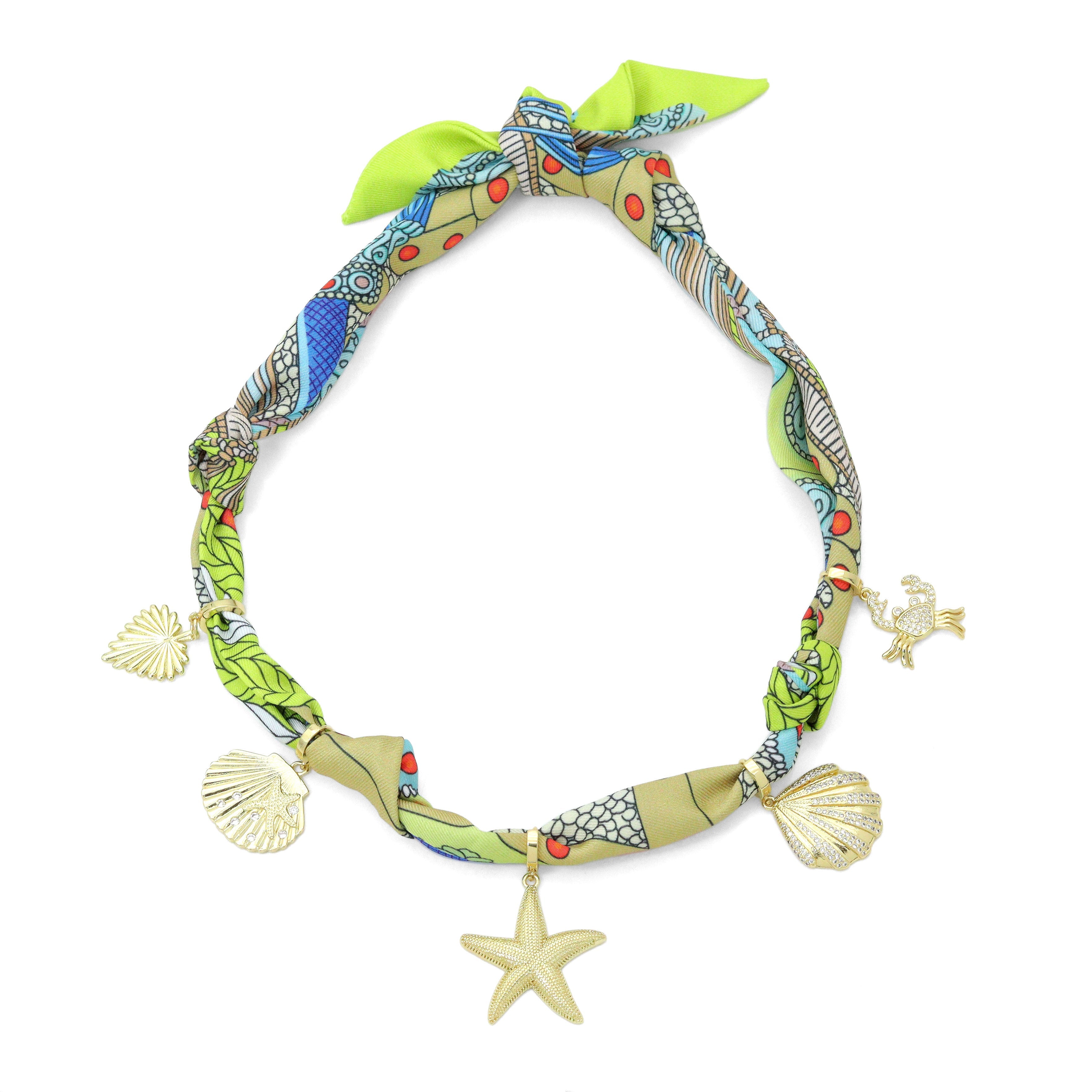 Convertible Scarf Necklace, Adjustable Silk Scarf Statement Necklace, sku#EF808-1