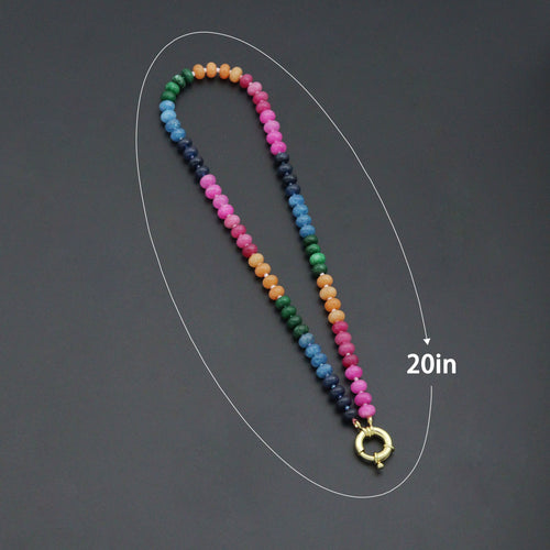 Pink Rainbow adventure green Roundelle Gemstone necklace, sku#EF810