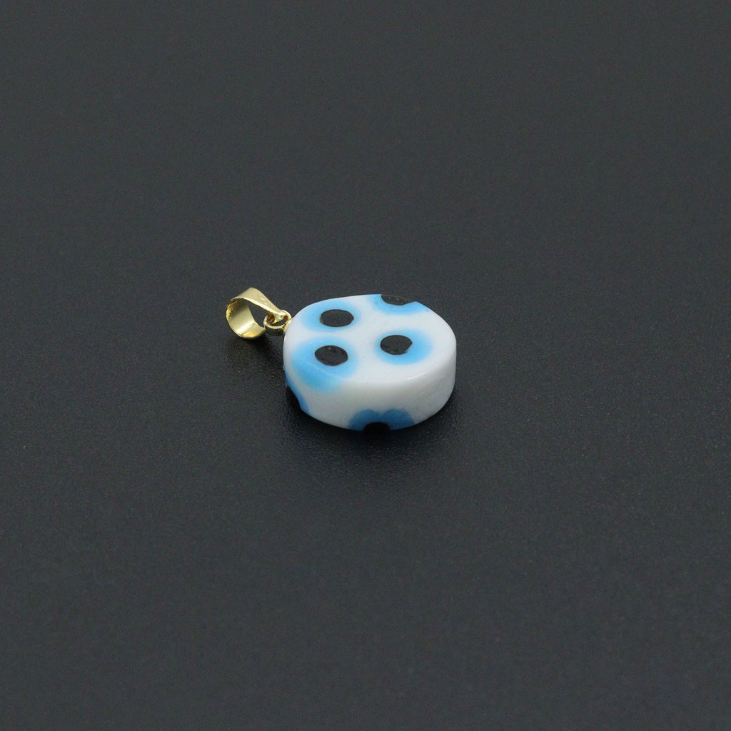 Blue White Evil Eye Ceramic Coin Pendant charm, Sku#EF820