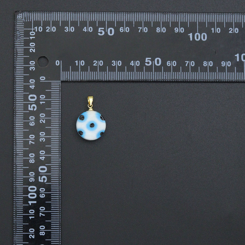 Blue White Evil Eye Ceramic Coin Pendant charm, Sku#EF820