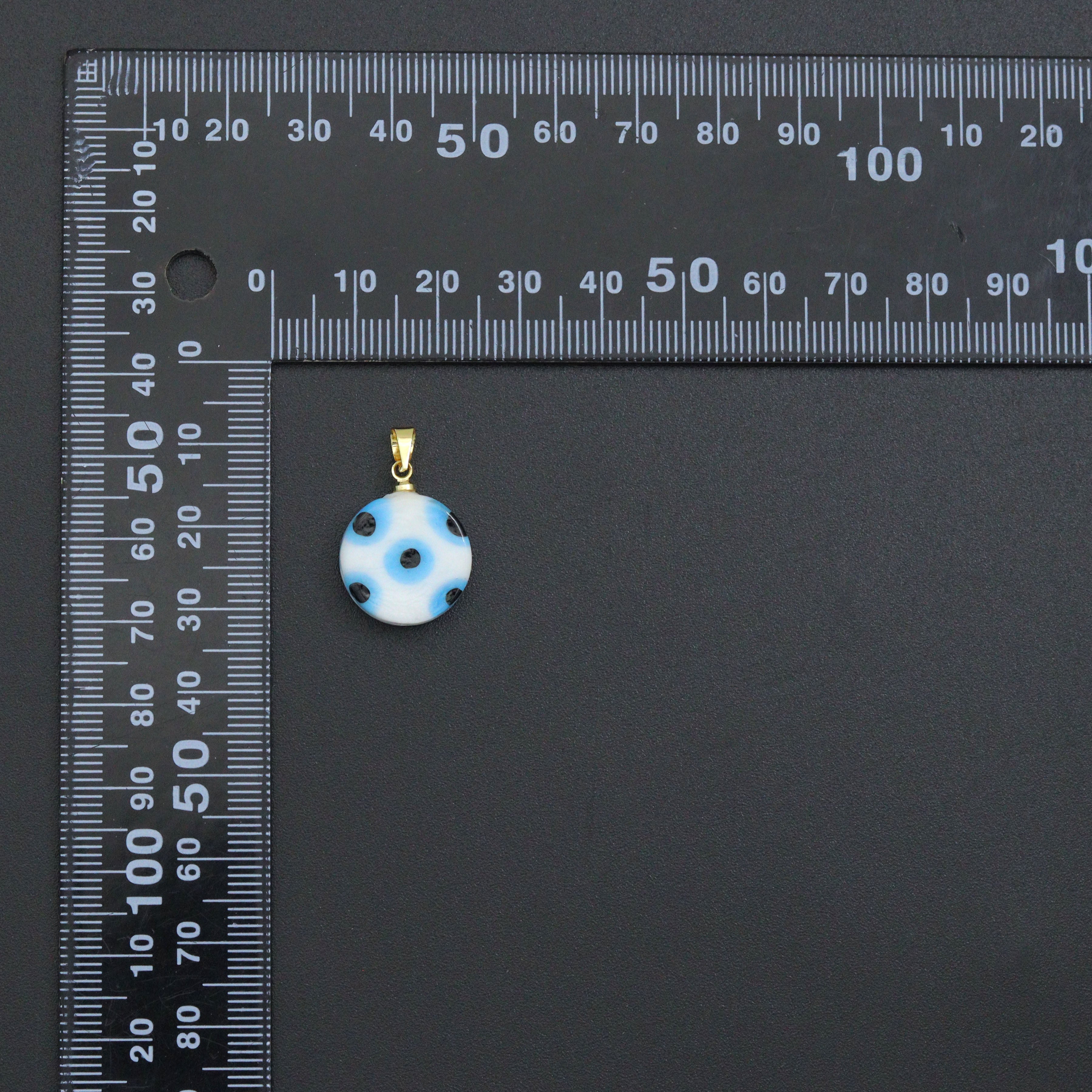 Blue White Evil Eye Ceramic Coin Pendant charm, Sku#EF820