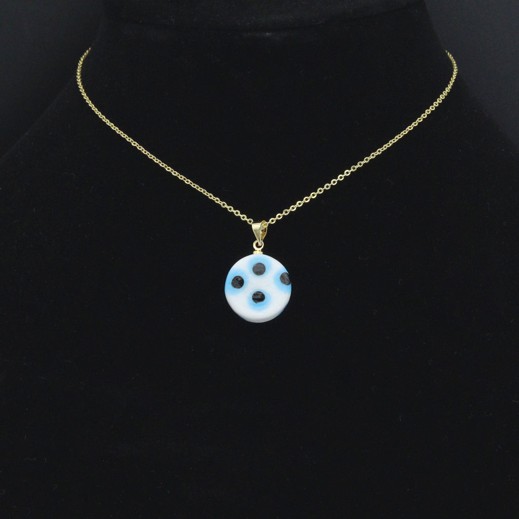 Blue White Evil Eye Ceramic Coin Pendant charm, Sku#EF820