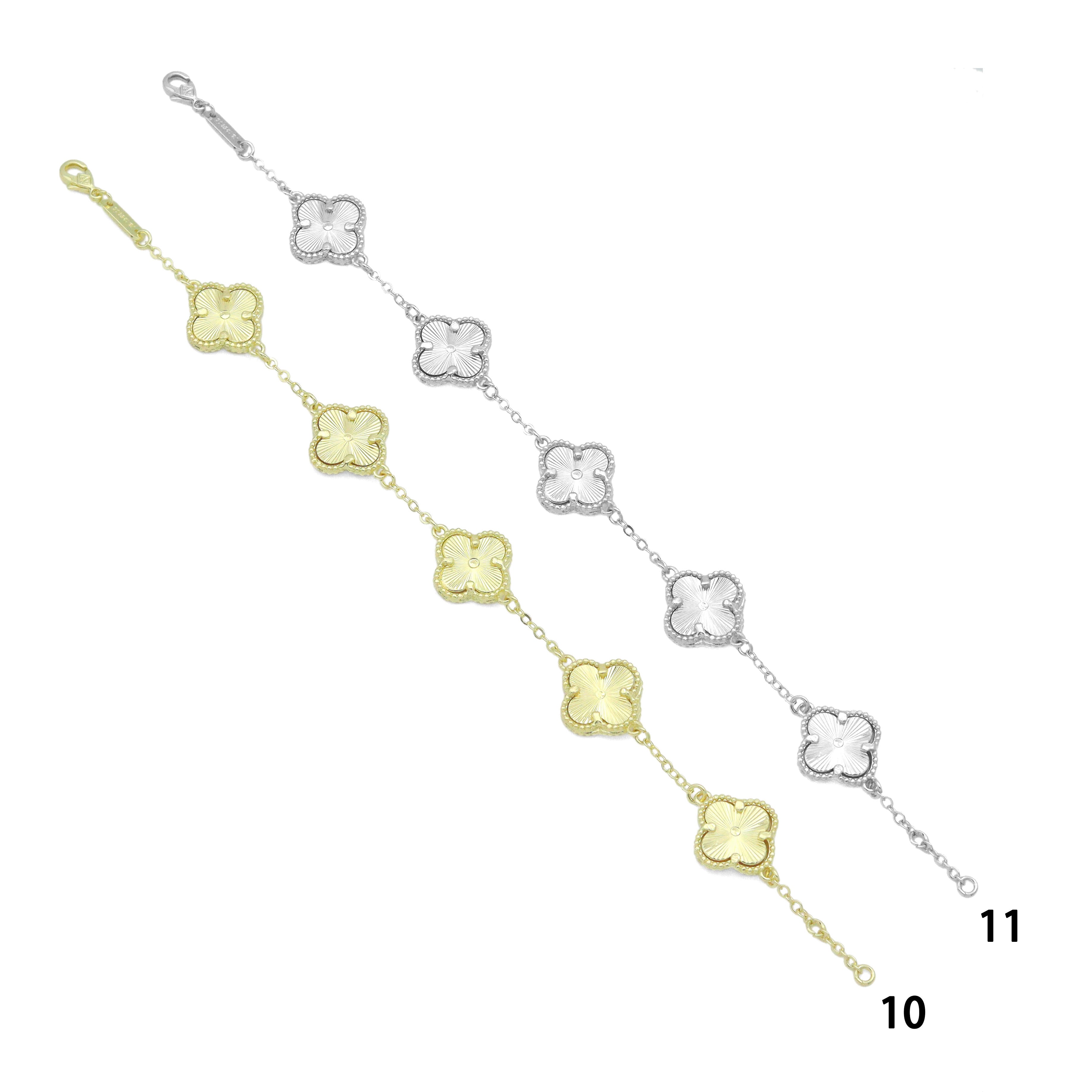 White Black  Enamel Flower Link  Bracelet, Sku#FH225