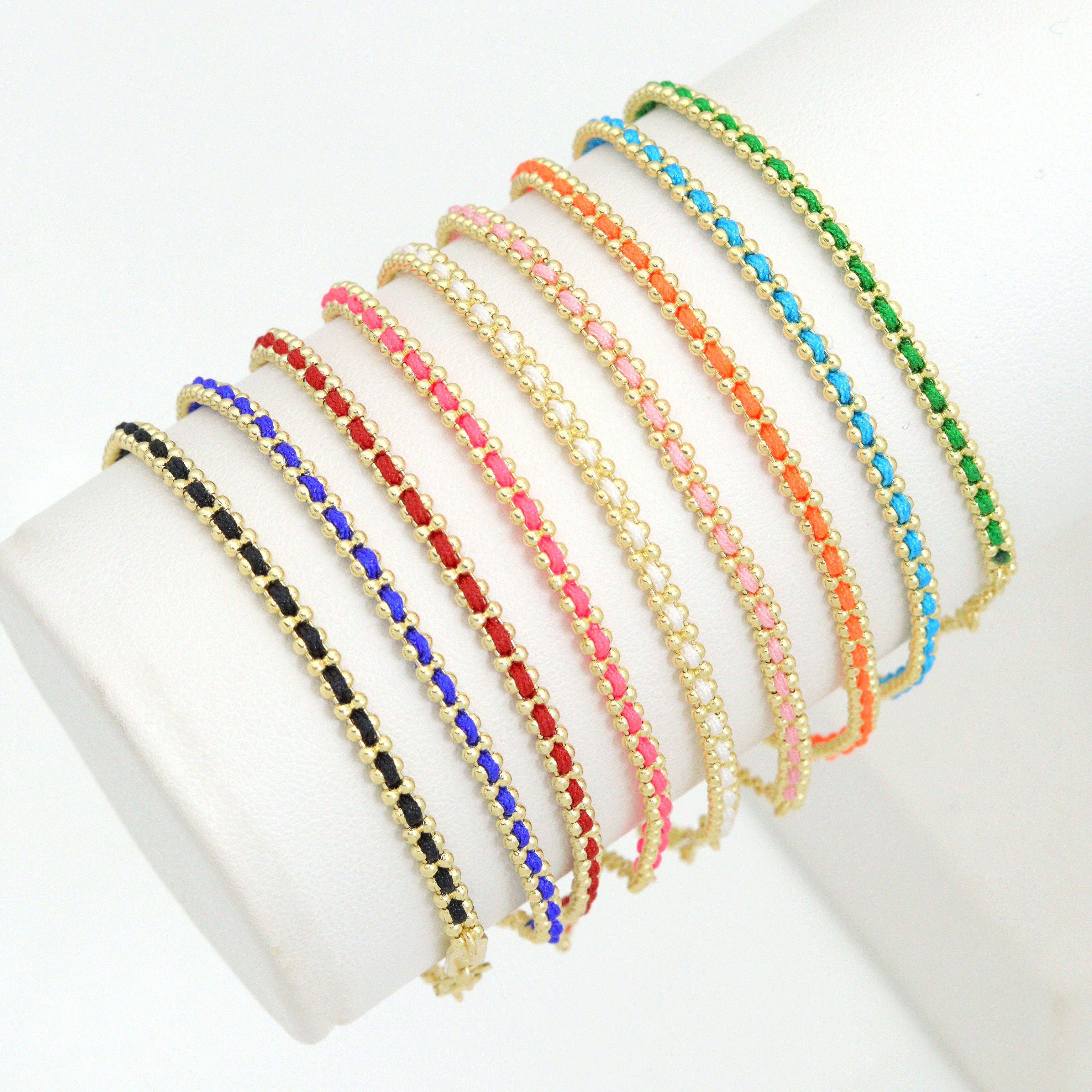 Colorful Cord String Gold Adjustable Bracelet, Cord Bracelet, Sku#FH252