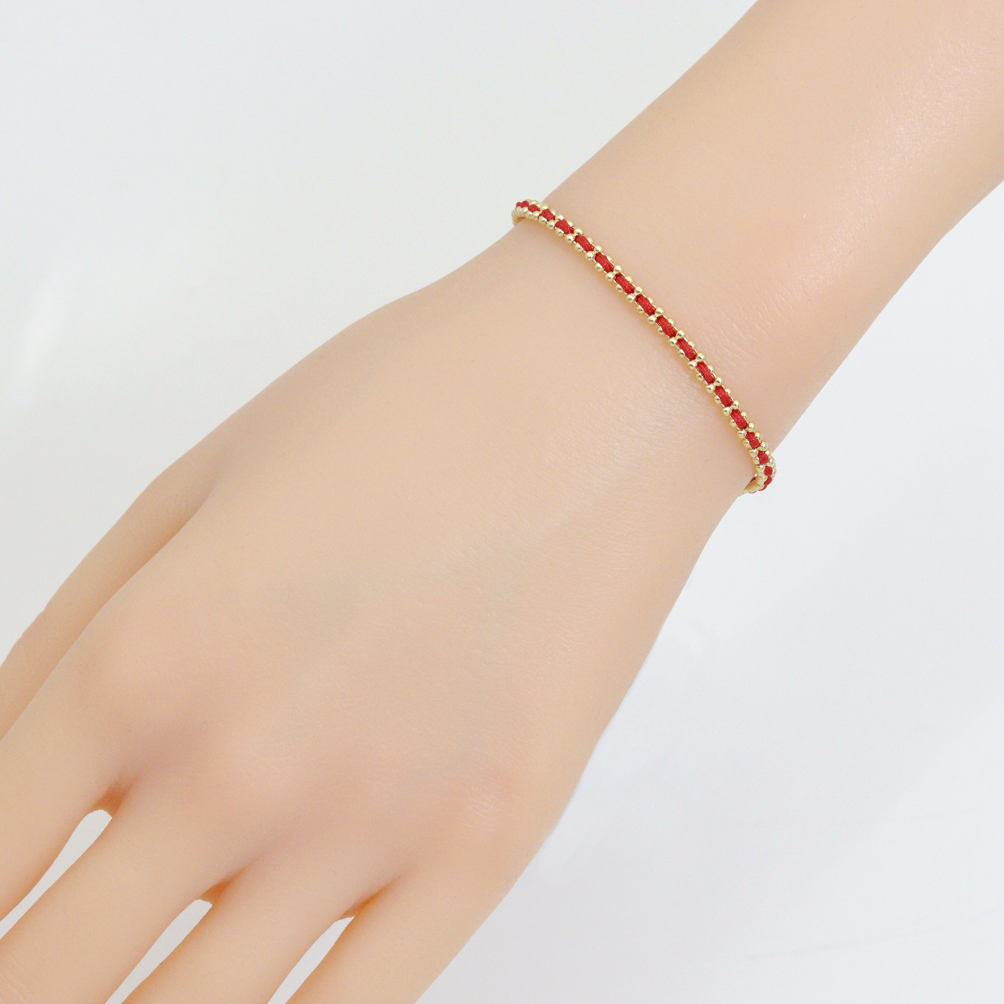 Colorful Cord String Gold Adjustable Bracelet, Cord Bracelet, Sku#FH252