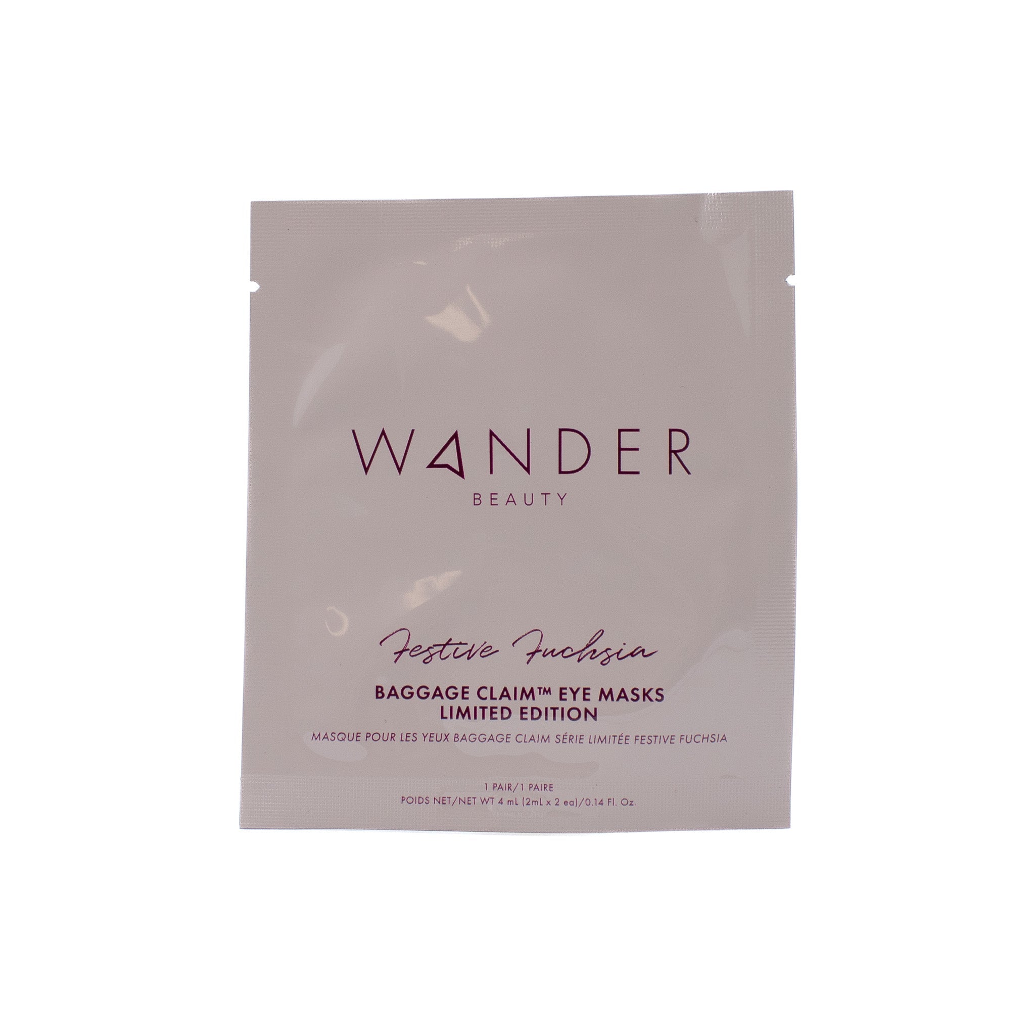 Wander Beauty Baggage Claim Limited-Edition Festive Fuchsia Eye Mask 1 Pair 0.14oz - New