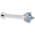 Solid 18K White Gold 1.5mm Genuine Topaz Nose Ring