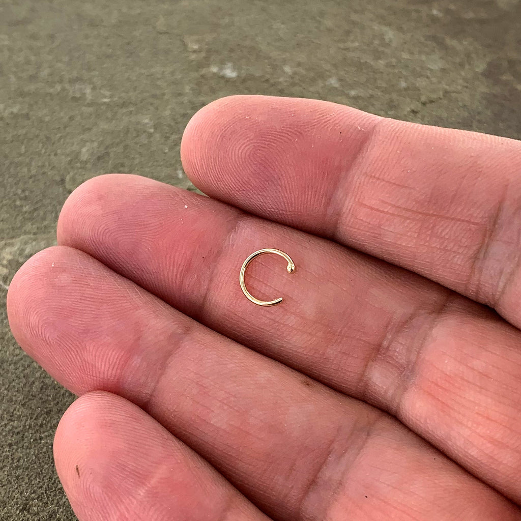 20G 1/4 14k Solid Yellow Gold Nose Hoop