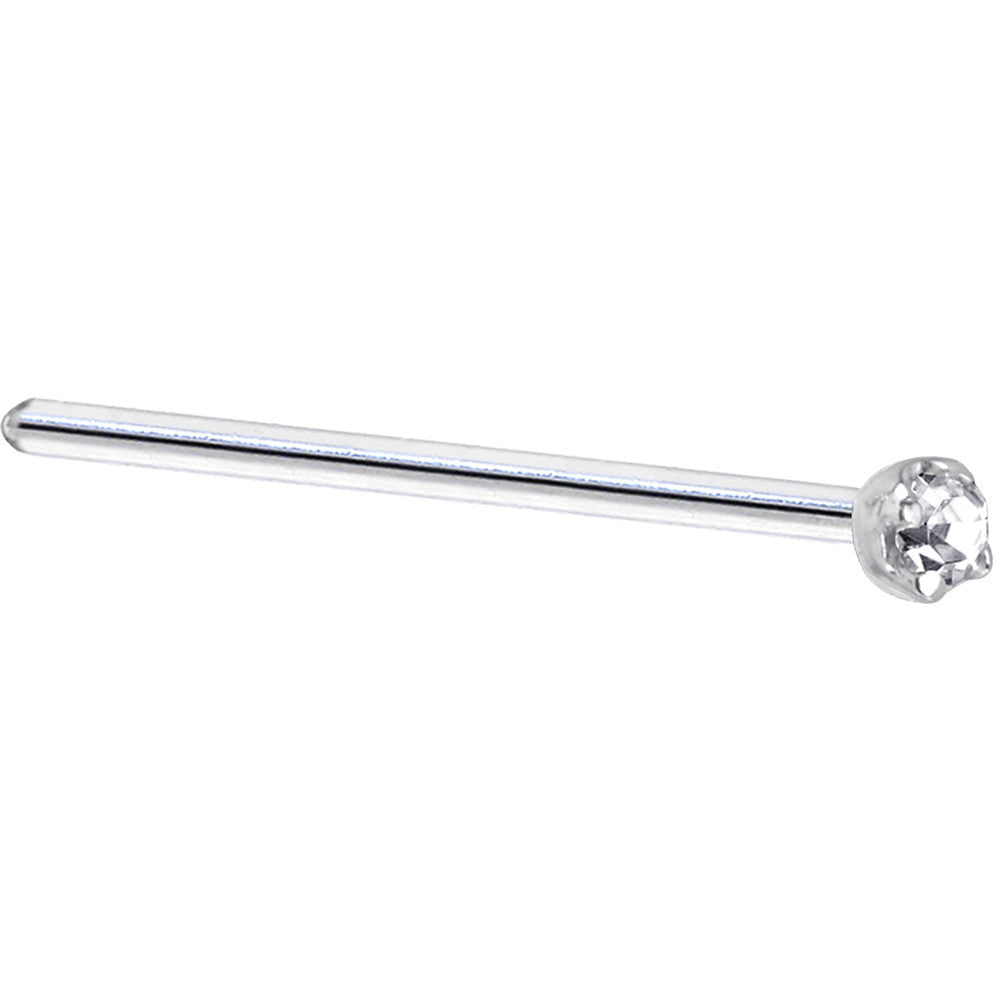 Solid 14K White Gold 1.5mm Genuine Diamond Nose Ring