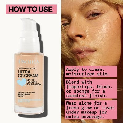 Pacifica Ultra CC Cream Radiant Foundation with SPF 17 Neutral/Fair 1 fl oz - Imperfect Box