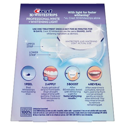 Crest 3D Whitestrips Professional White with Light Teeth Whitening Kit 19 Treatments - Imperfect Box