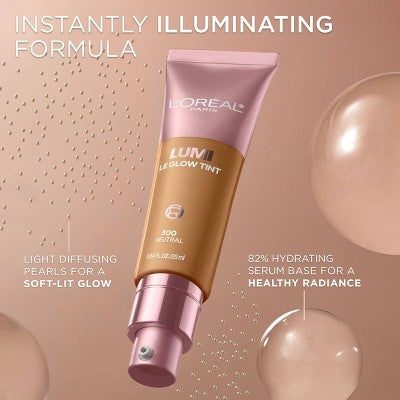 L'Oreal Paris Lumi Le Glow Tint Liquid Skin Tint 100 Cool 0.84 fl oz - Imperfect Container