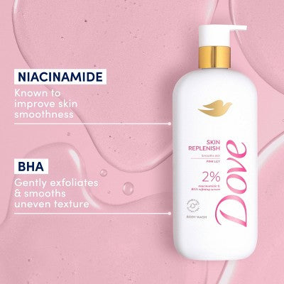 Dove Beauty Serum Body Wash with 2% Niacinamide and BHA Refining Serum Skin Replenish 18.5 fl oz - New