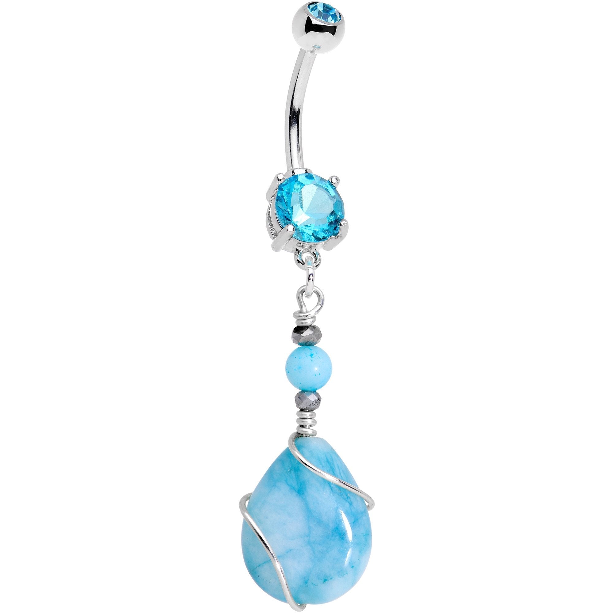 Handcrafted Quartz Agate Stone Woods Witch Dangle Belly Ring