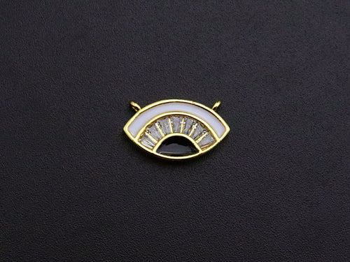 Enamel Evil Eye Connector Pendant, CZ Micro Pave Oil Drop pendant,Enamel pendant,Enamel Jewelry, 17x10mm, sku#F1051
