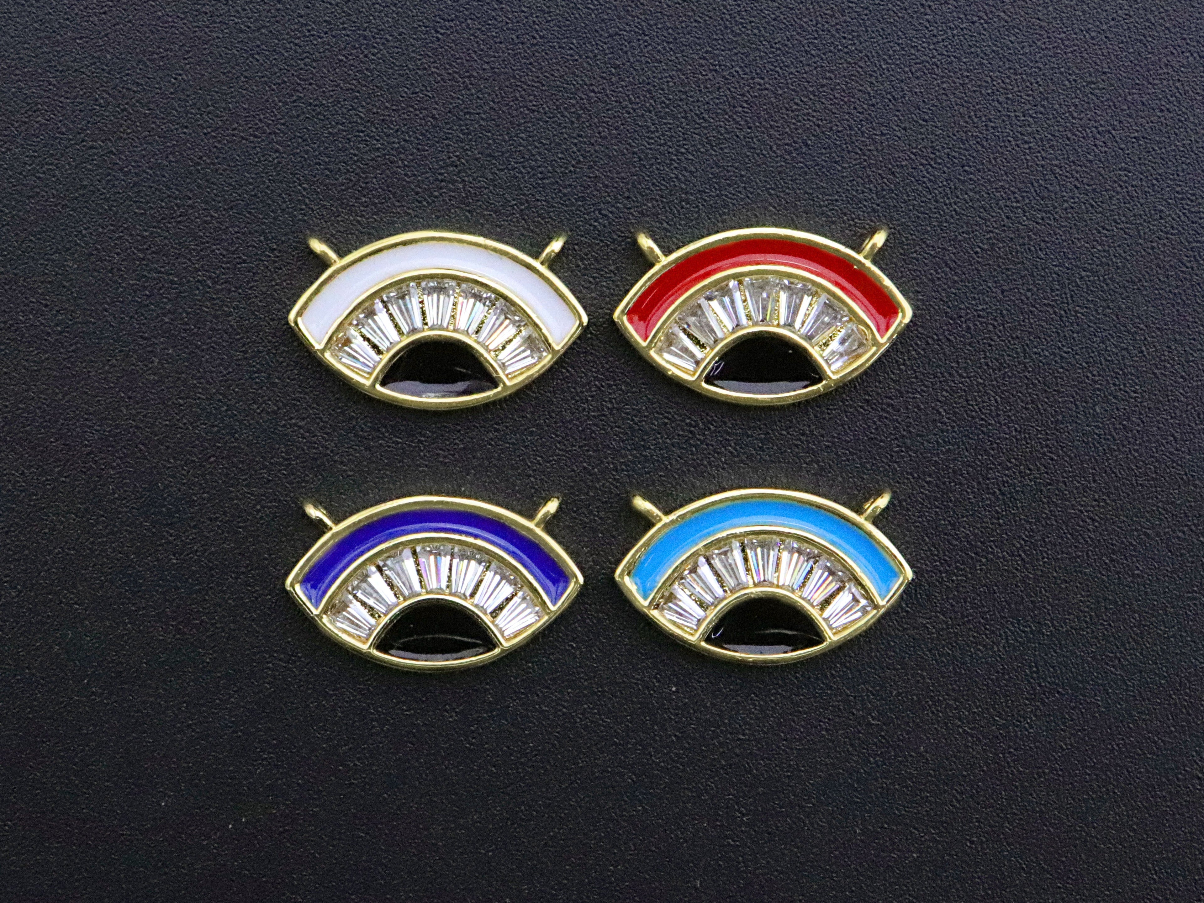 Enamel Evil Eye Connector Pendant, CZ Micro Pave Oil Drop pendant,Enamel pendant,Enamel Jewelry, 17x10mm, sku#F1051