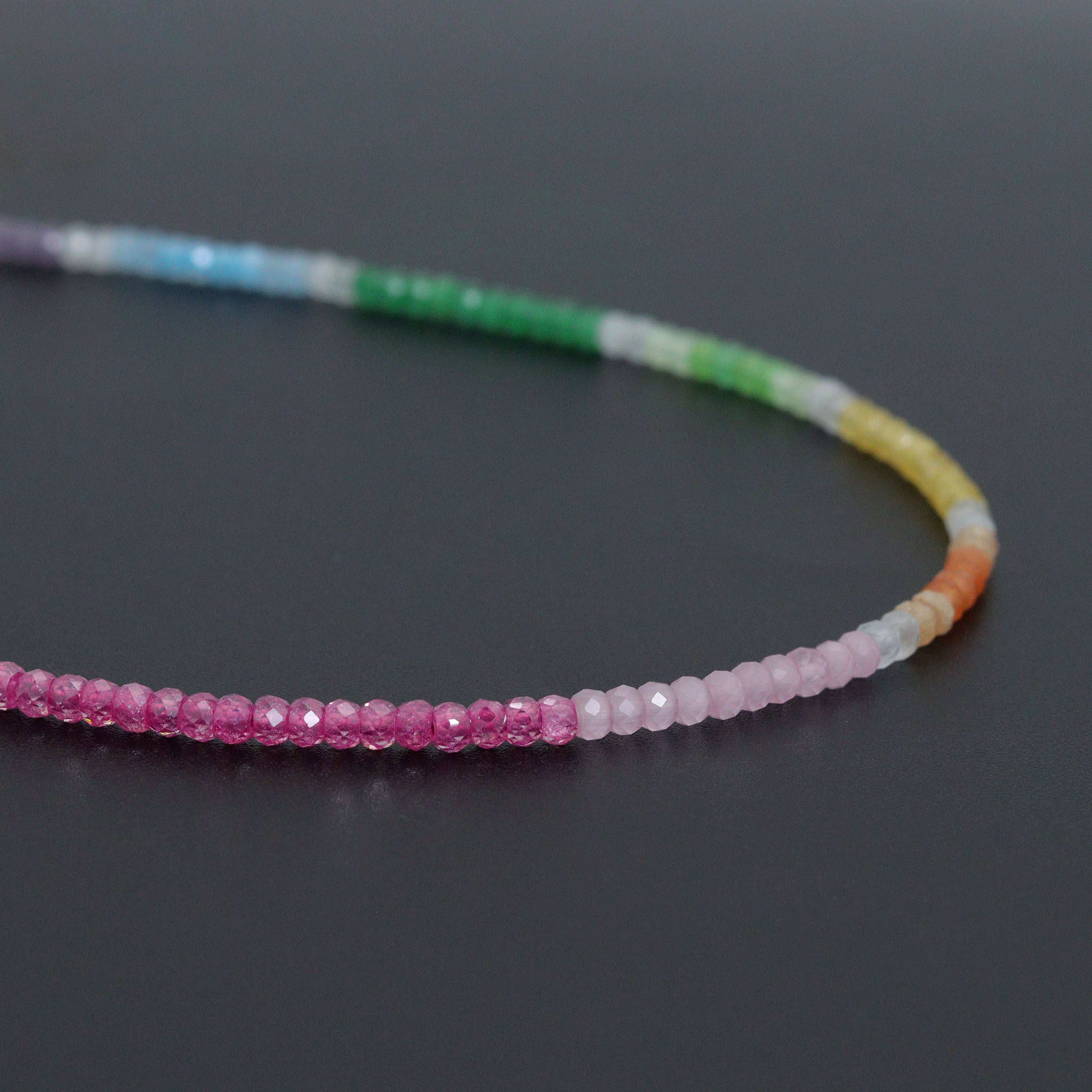 New Rainbow Color Rondelle Gemstone beads necklace, sku#EF817