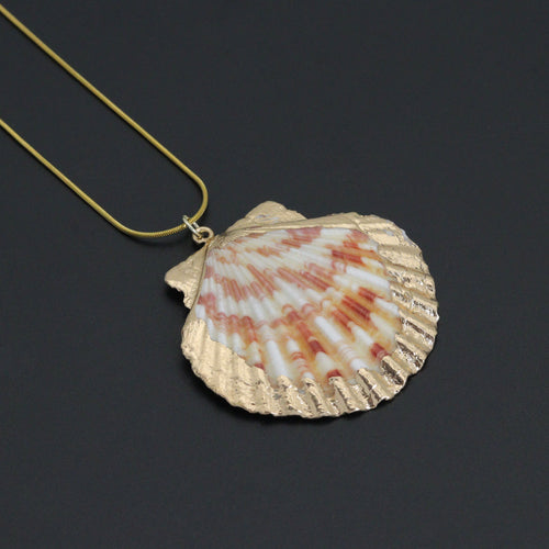 Large Natural Shell Pendant  Necklace , Sku#L741