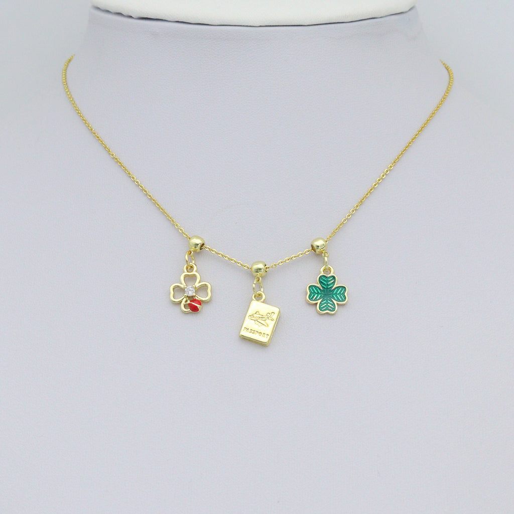 Colorful Enamel Shamrock Clover Passport U Shape charm, Sku#LD760