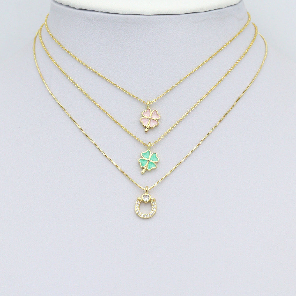 Colorful Enamel Shamrock Clover Passport U Shape charm, Sku#LD760