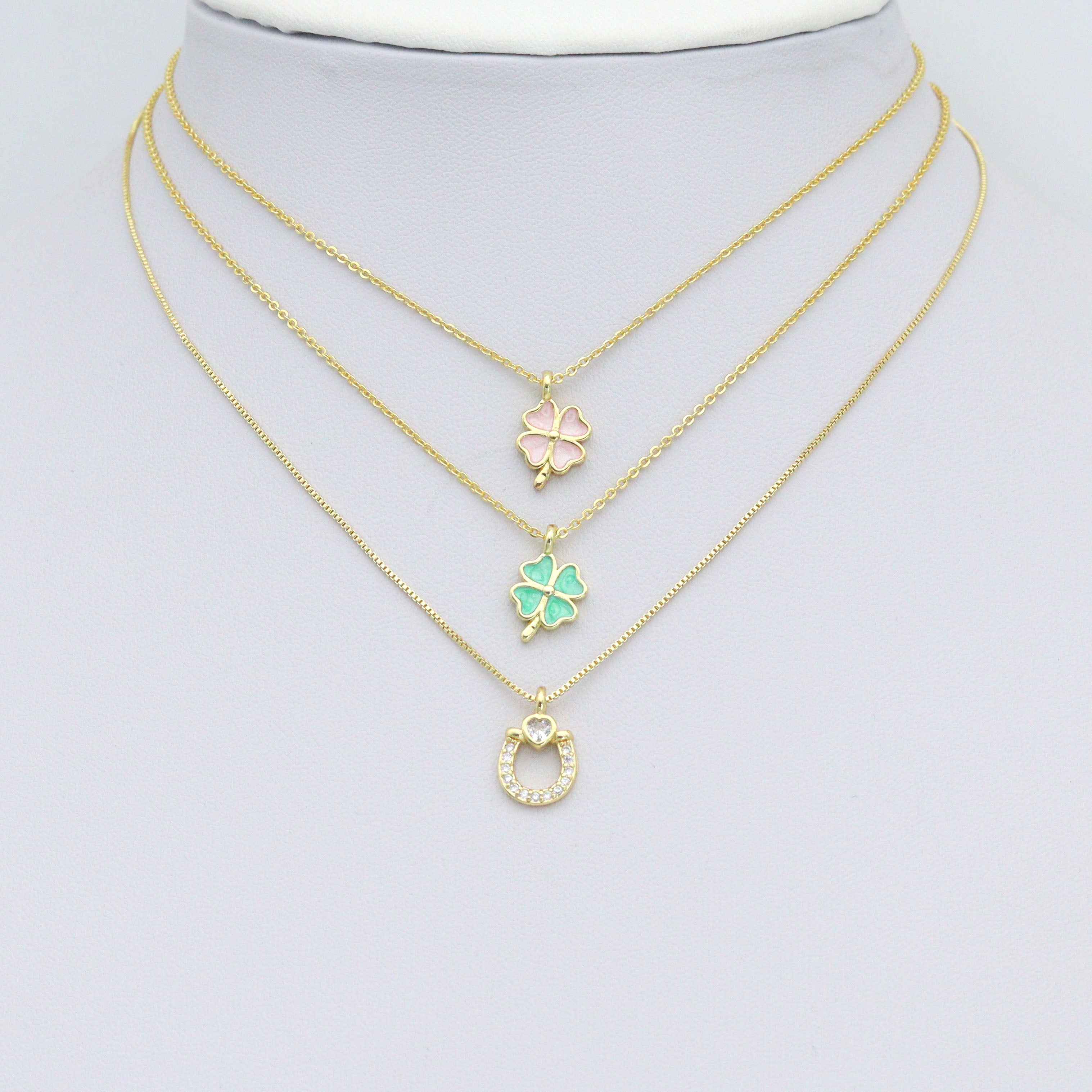 Colorful Enamel Shamrock Clover Passport U Shape charm, Sku#LD760