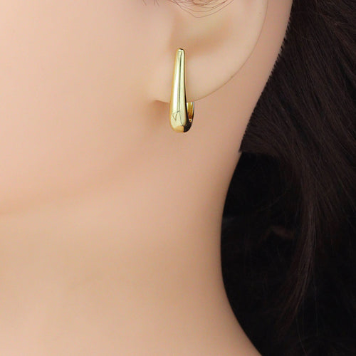Gold U Shape Hoop Earrings, Sku#Y1059