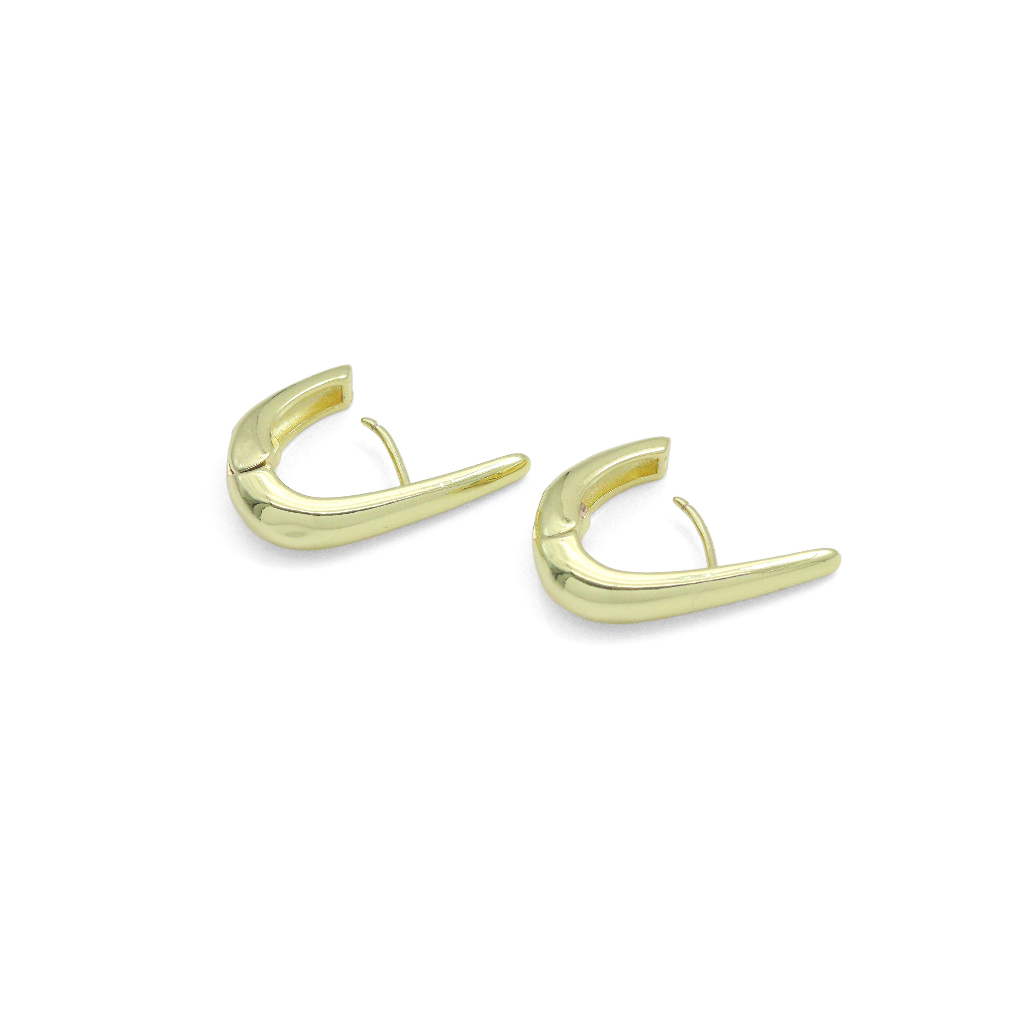 Gold U Shape Hoop Earrings, Sku#Y1059