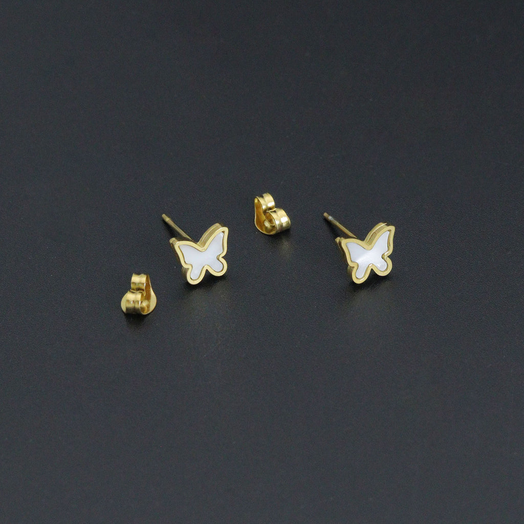 Mother of Pearl Butterfly Dainty Necklace Earring set, Sku#BXG15