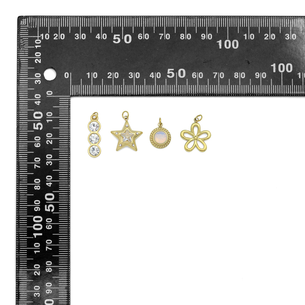 Three dots CZ, Star, Opal Coin, Flower Shape charm, Sku#LX897