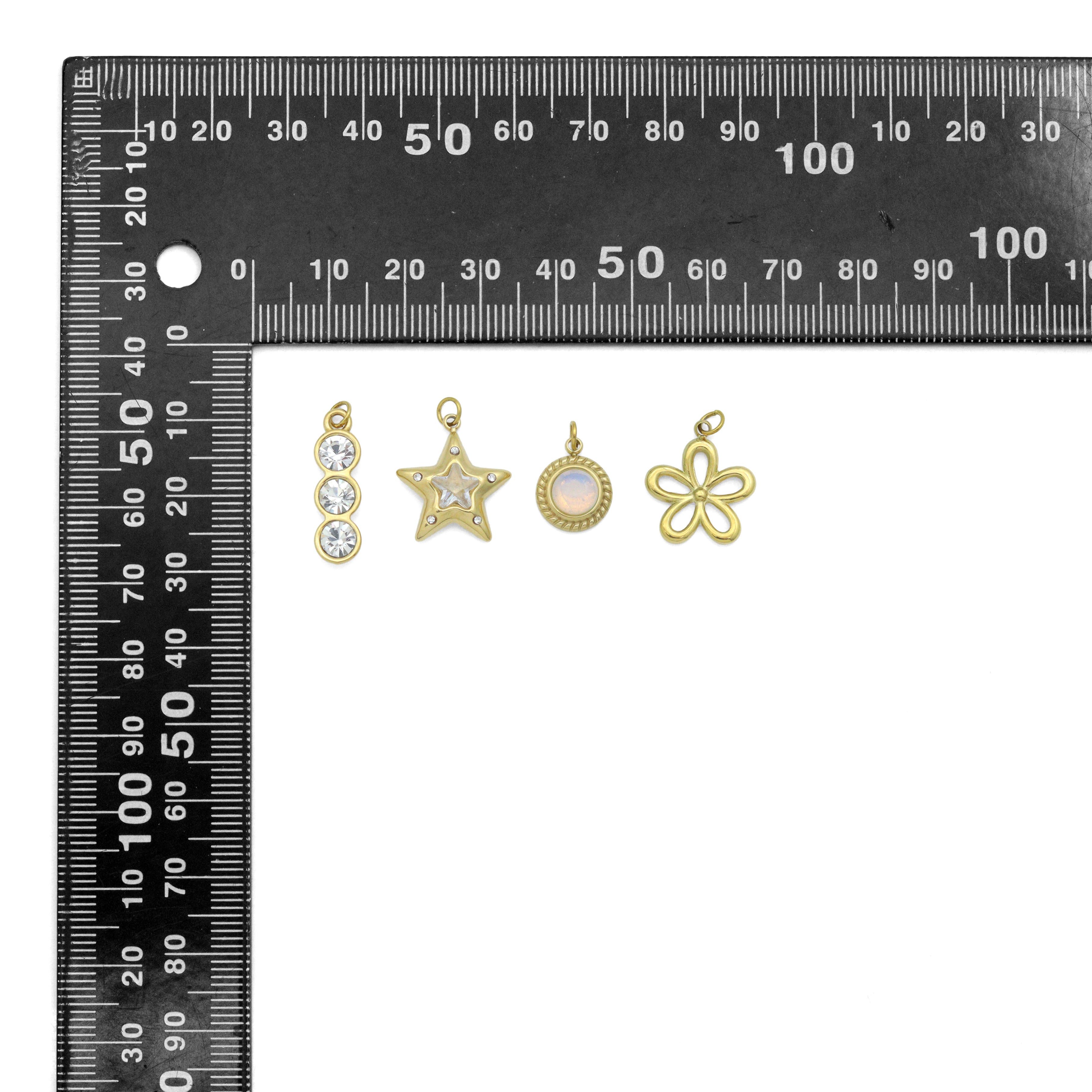 Three dots CZ, Star, Opal Coin, Flower Shape charm, Sku#LX897