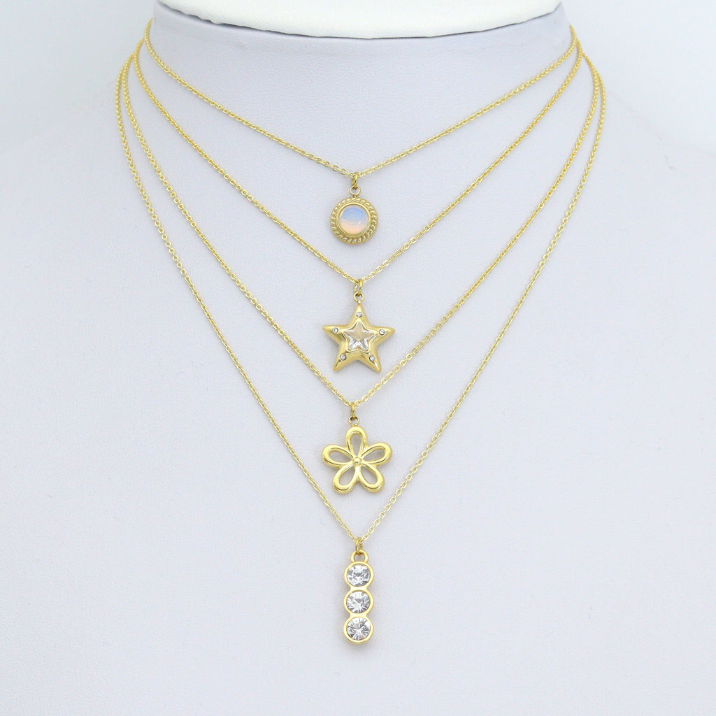 Three dots CZ, Star, Opal Coin, Flower Shape charm, Sku#LX897