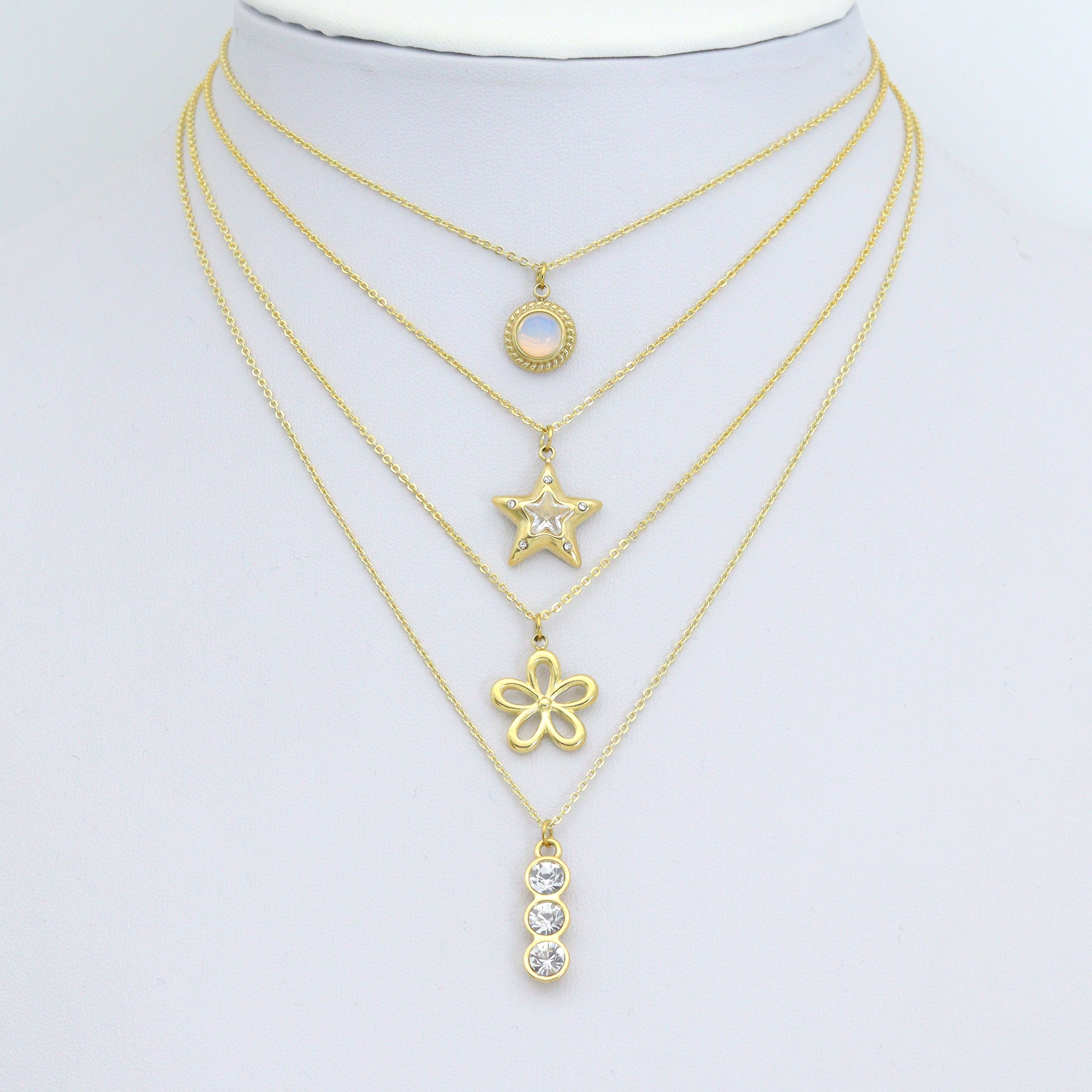 Three dots CZ, Star, Opal Coin, Flower Shape charm, Sku#LX897
