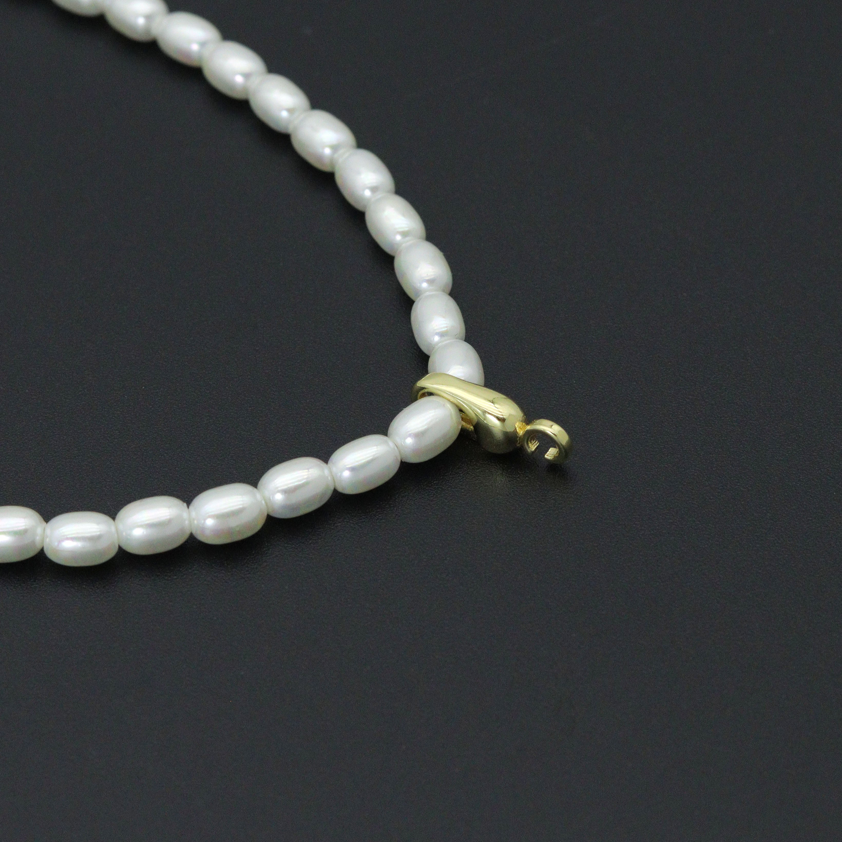 Rice Shape Pearl necklace , Sku#EF797