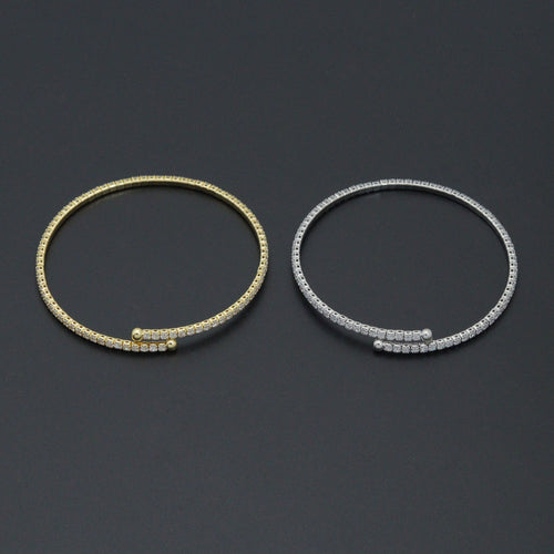 Gold Silver Thin Tennis Chain Link Stretchy Bracelet, Sku#A503