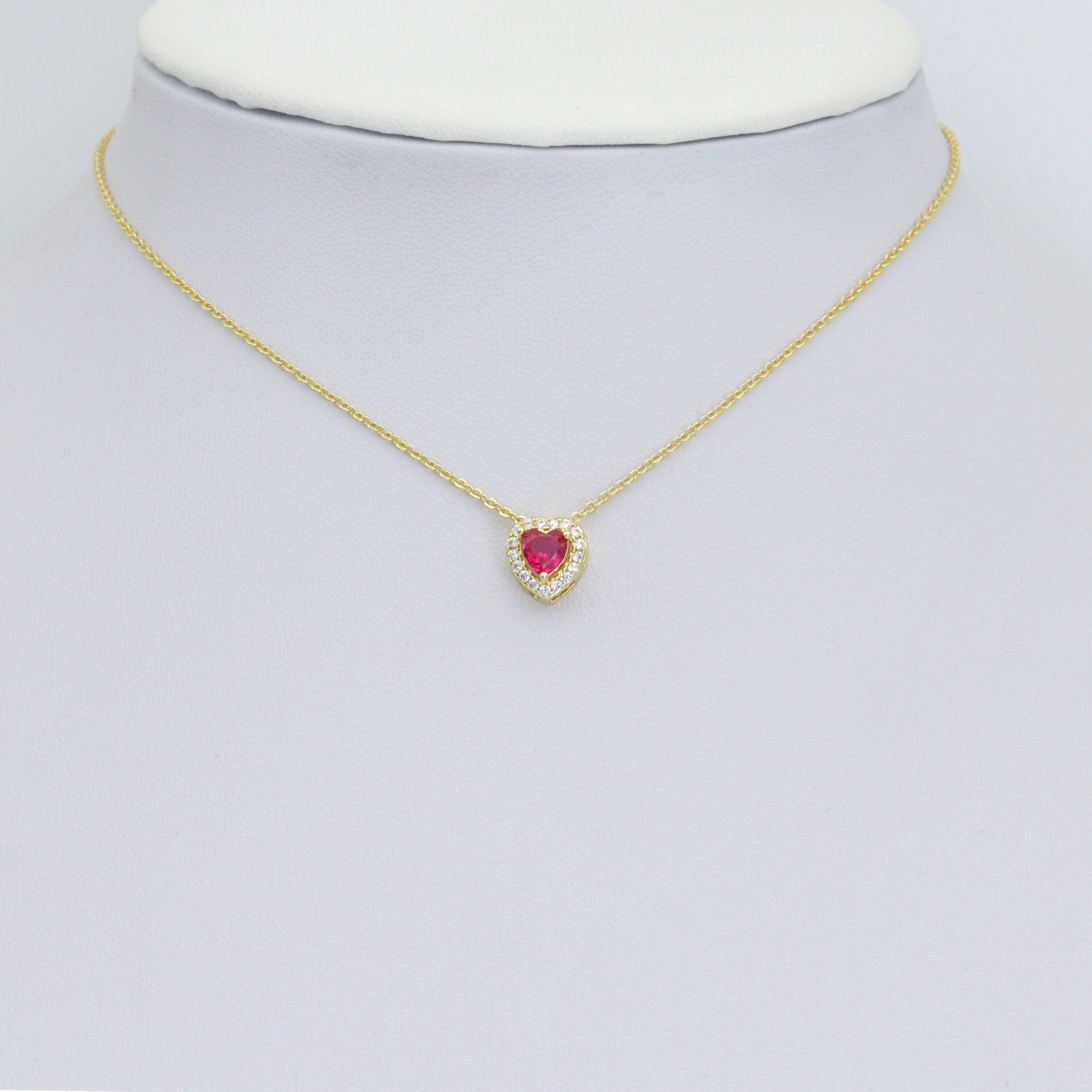CZ Gold Heart Shaple Birthstone Pendant charm, Sku#LX919