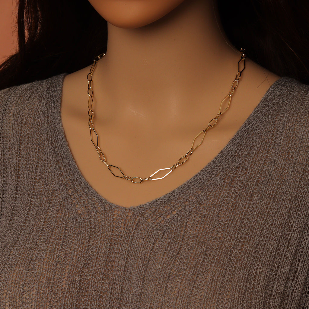 Wholesale Gold Silver Mixed Shape Stainless Chain By Yard, sku#LX907