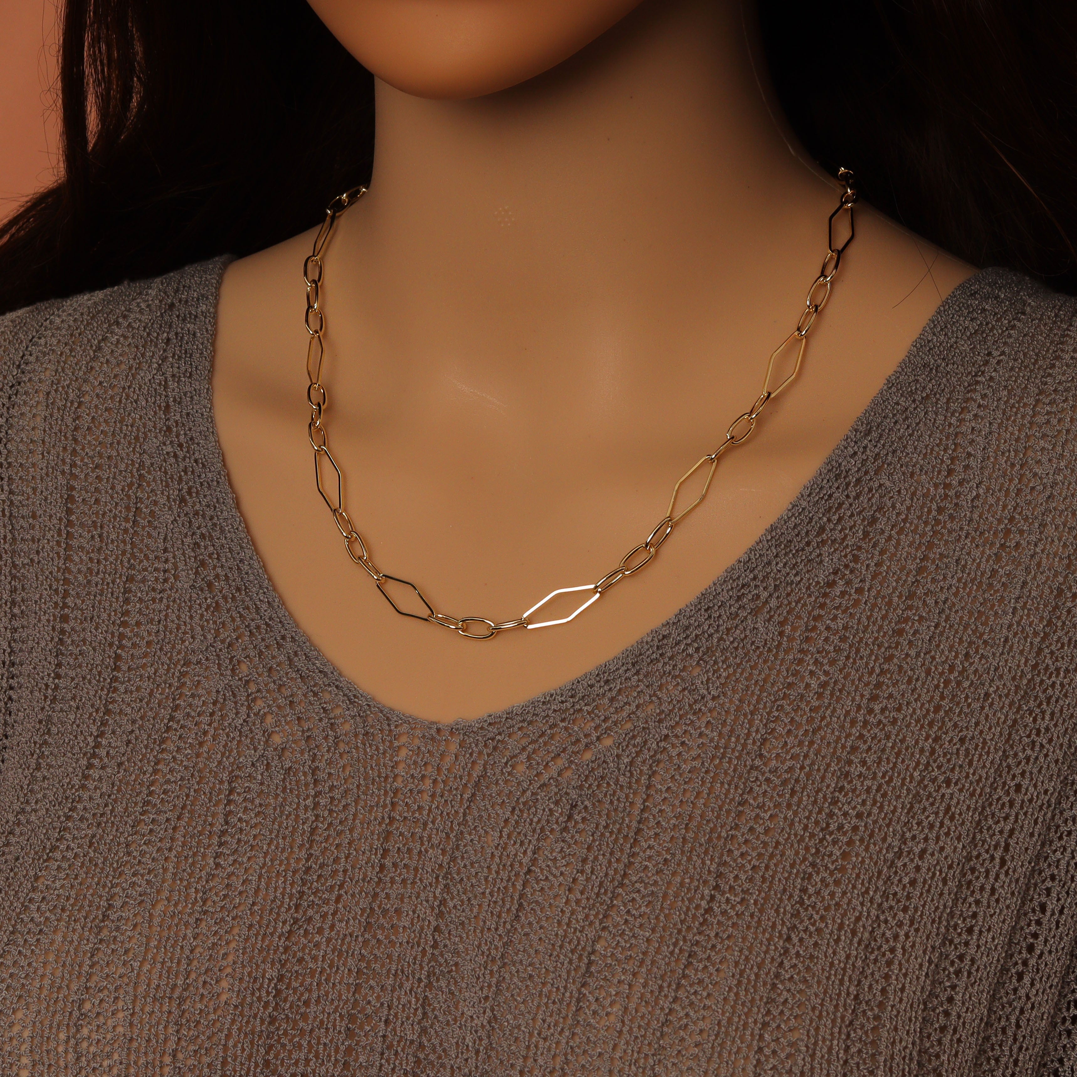 Wholesale Gold Silver Mixed Shape Stainless Chain By Yard, sku#LX907