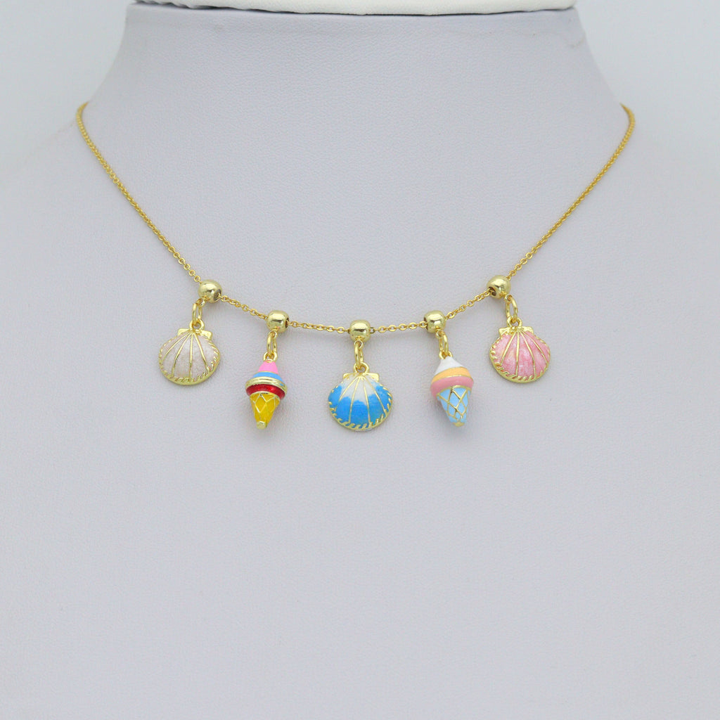 Colorful Enamel Shell Icecream Pendant charm, Sku#A509