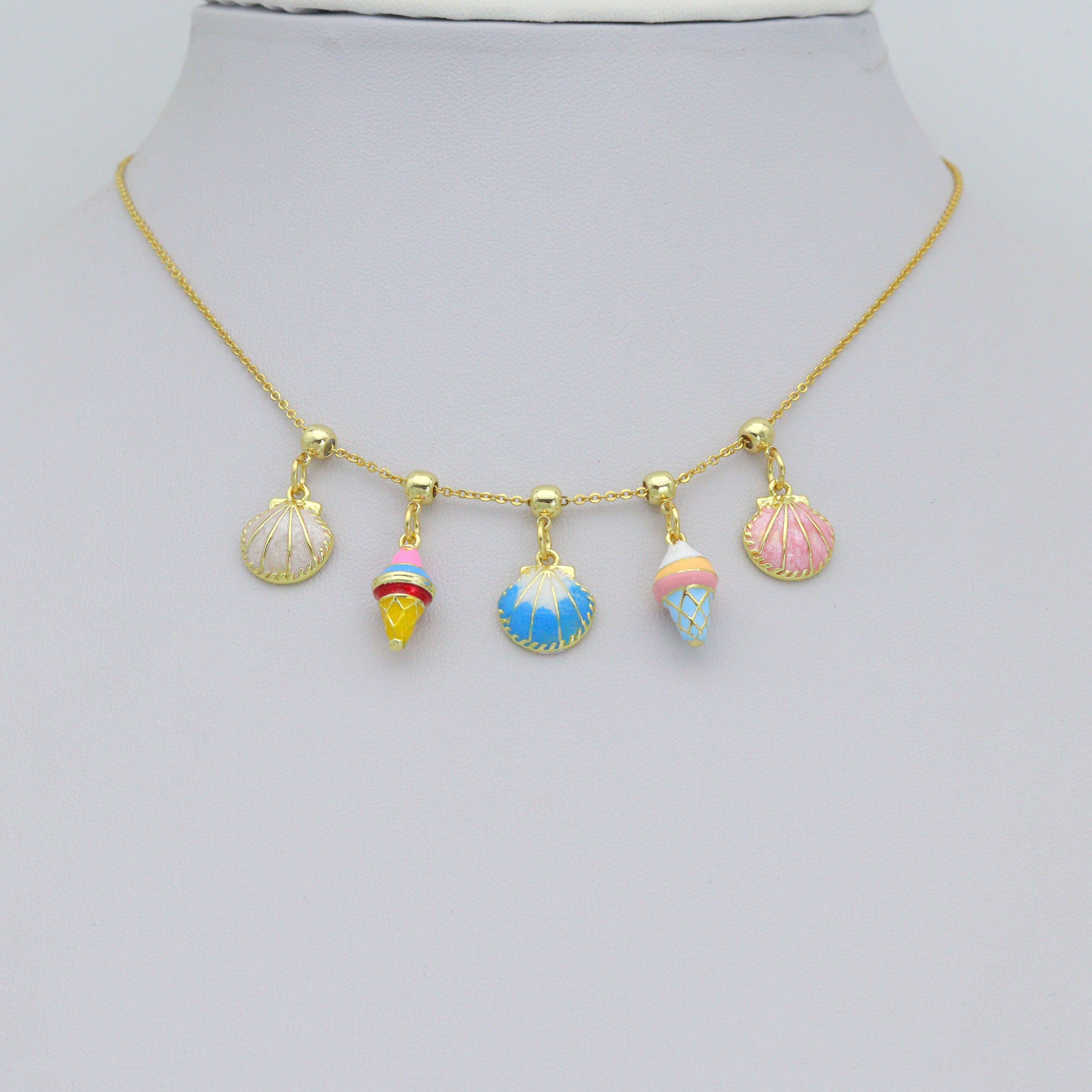 Colorful Enamel Shell Icecream Pendant charm, Sku#A509