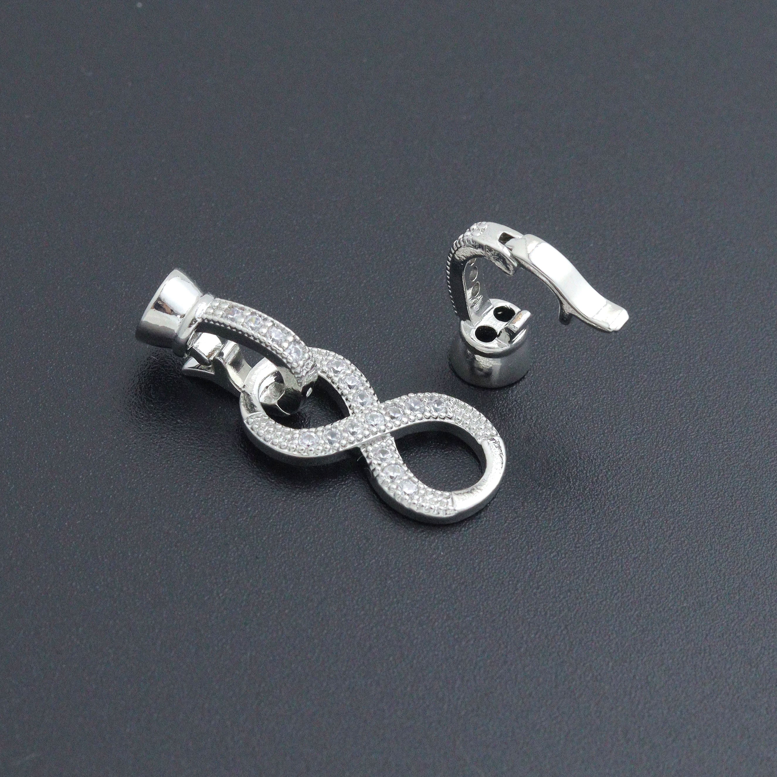 Silver Clear CZ Infinity clasp, Sku#LX877