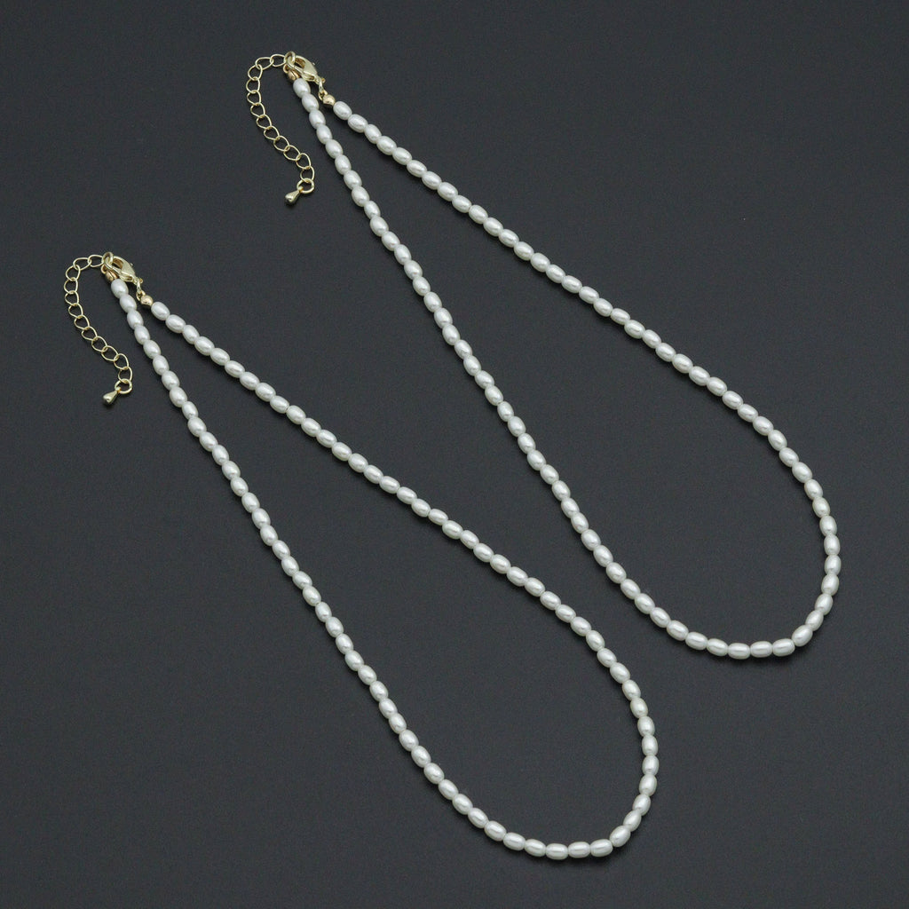 Rice Shape Pearl necklace , Sku#EF797