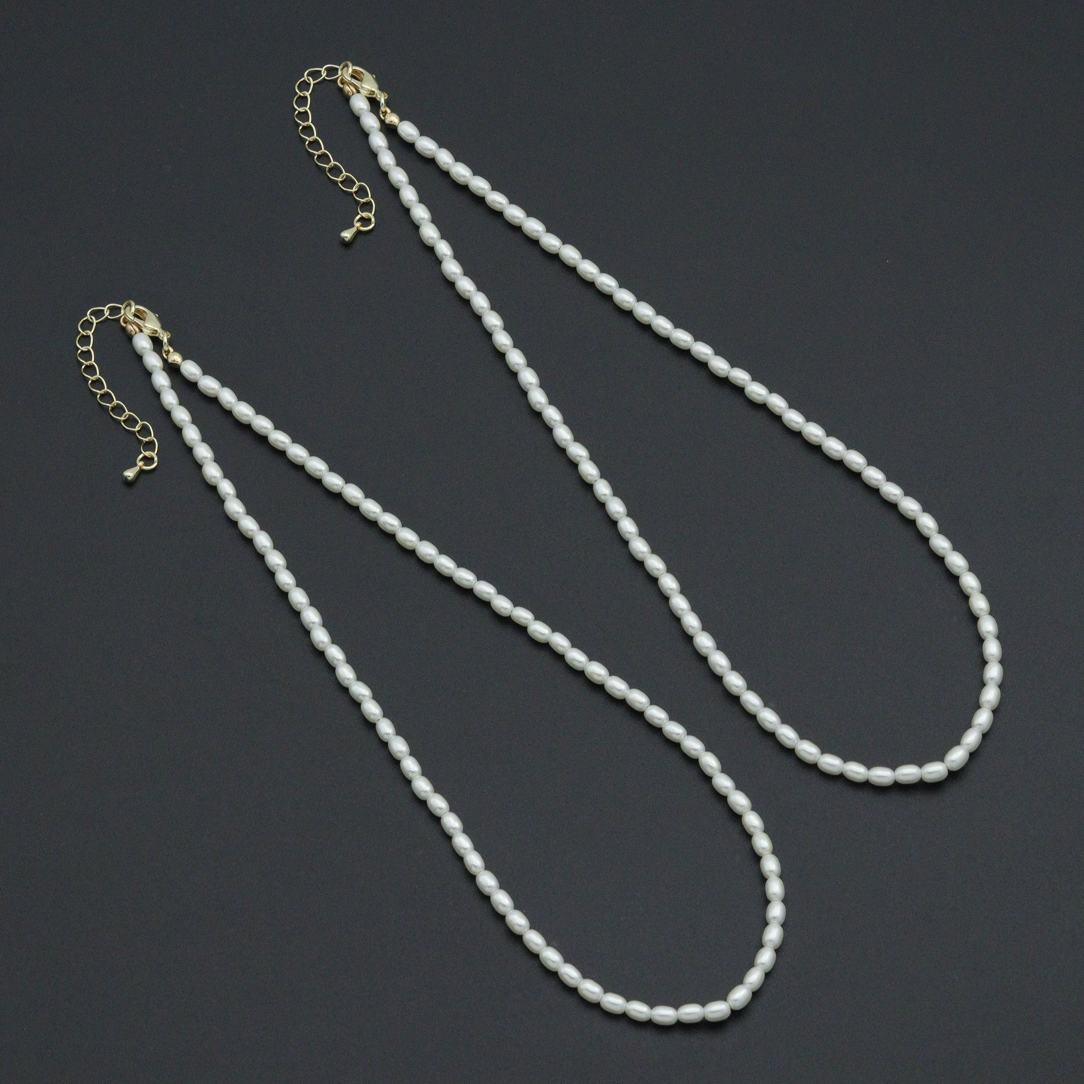 Rice Shape Pearl necklace , Sku#EF797