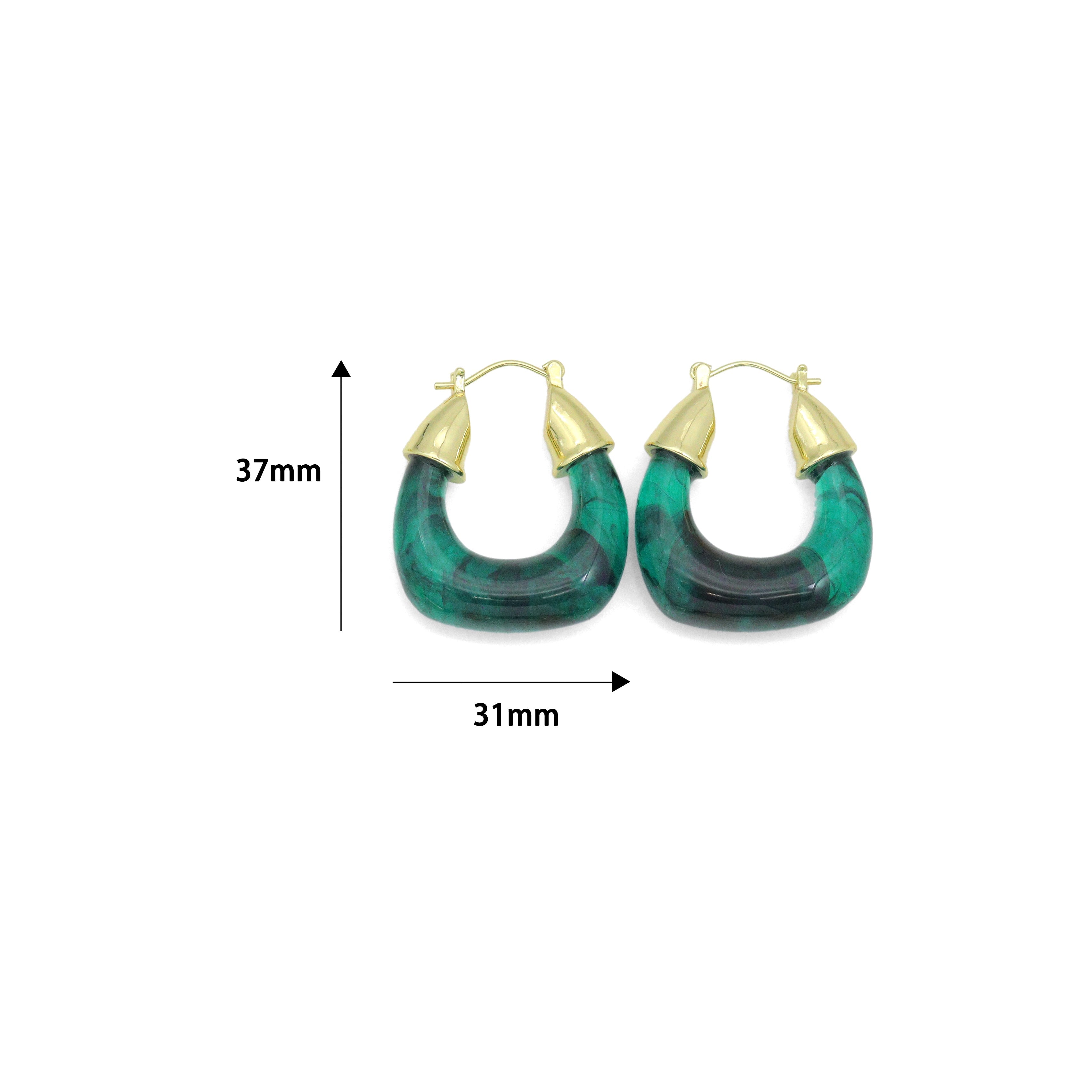 Geometric Arylic Hoop Earrings with Gold Accents, Sku#JL211