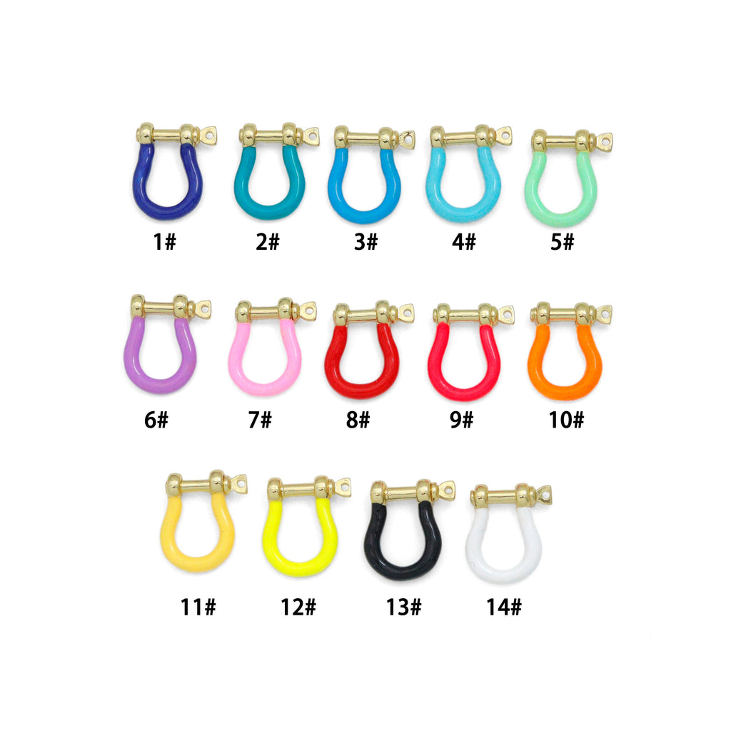 New Colorful Enamel Buckle clasp, Enamel U shape Clasp, White/Pink/Turquoise/Yellow/Lime Clasp Lock, Screw Clasp, 17x18mm,sku#K166